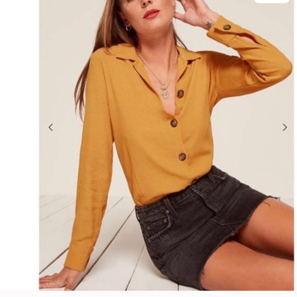 Reformation Crepe Button Down Shirt